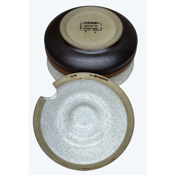 Denby Langley Stoneware Red Rust Potters Wheel Sugar & Creamer Set England - Picture 3 of 9